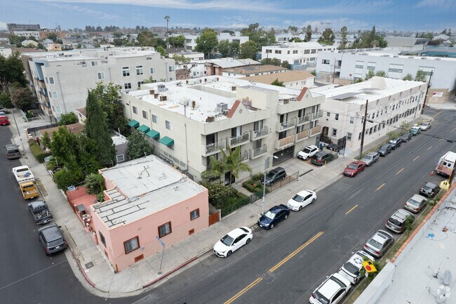 Aerial of building facing southwest - 2642 W 11th St