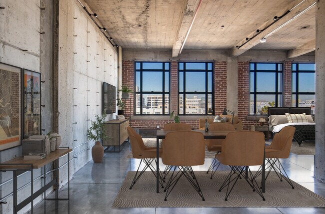 Loft Living and Dining area with furniture - 100 W 5th St