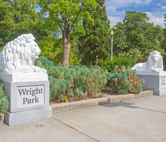 Wright Park was donated by Tacoma Land Company President Charles B. Wright in 1886