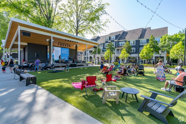Huntersville locals can enjoy the amphitheater at popular Birkdale Village.
