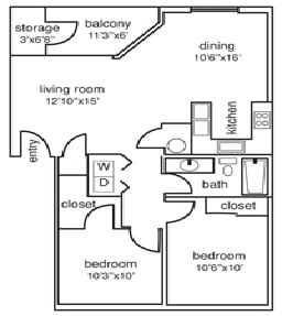 2BR/1BA - Westbury Commons