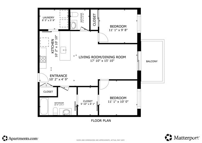 2BR, 2BA - 1038SF - Urban West