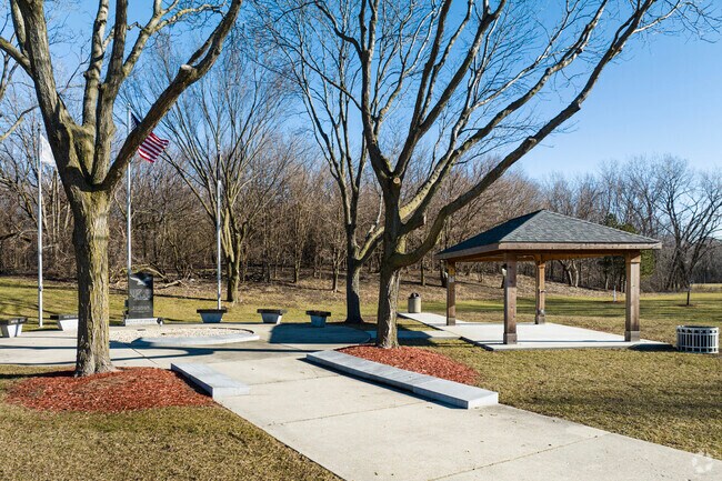 Veteran's Memorial Park includes a monument by the pavilion in Stickney.