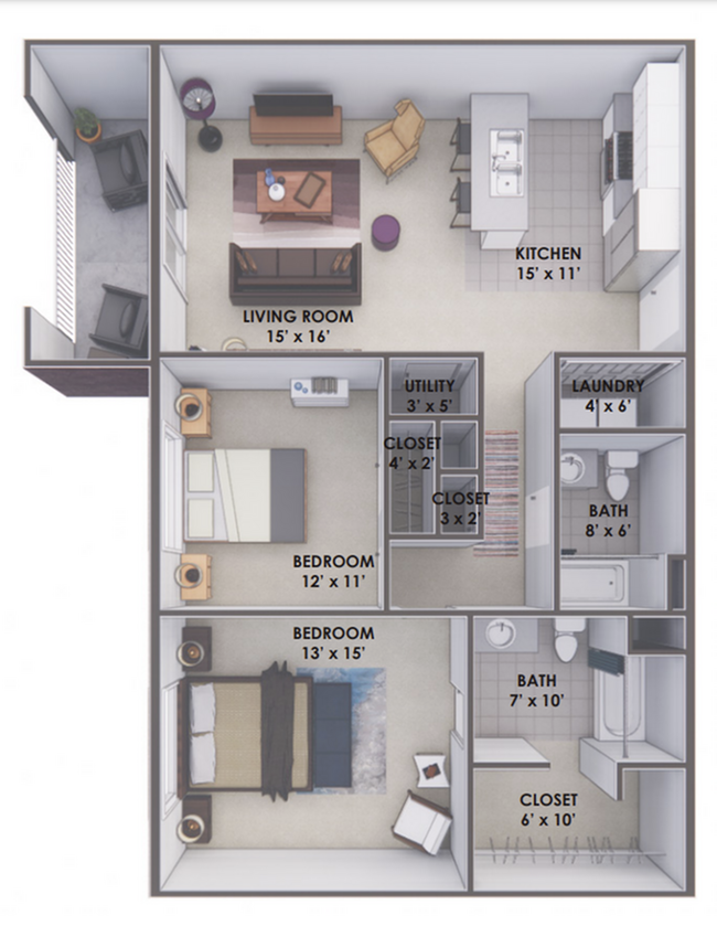 2 dormitorios, 2 baños - Lofts at Old Towne