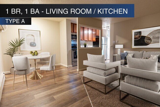 1 BR, 1 BA - Sala de estar actualizada (Tipo A) - Roman Villa Apartments