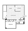 1 Bedroom, 1 Bath 986 SF A14R
