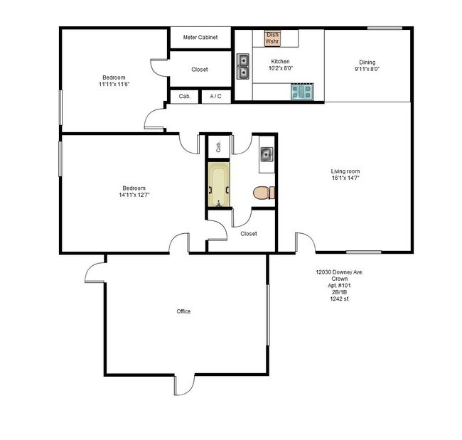 2HAB/1BA - Crown Apartments