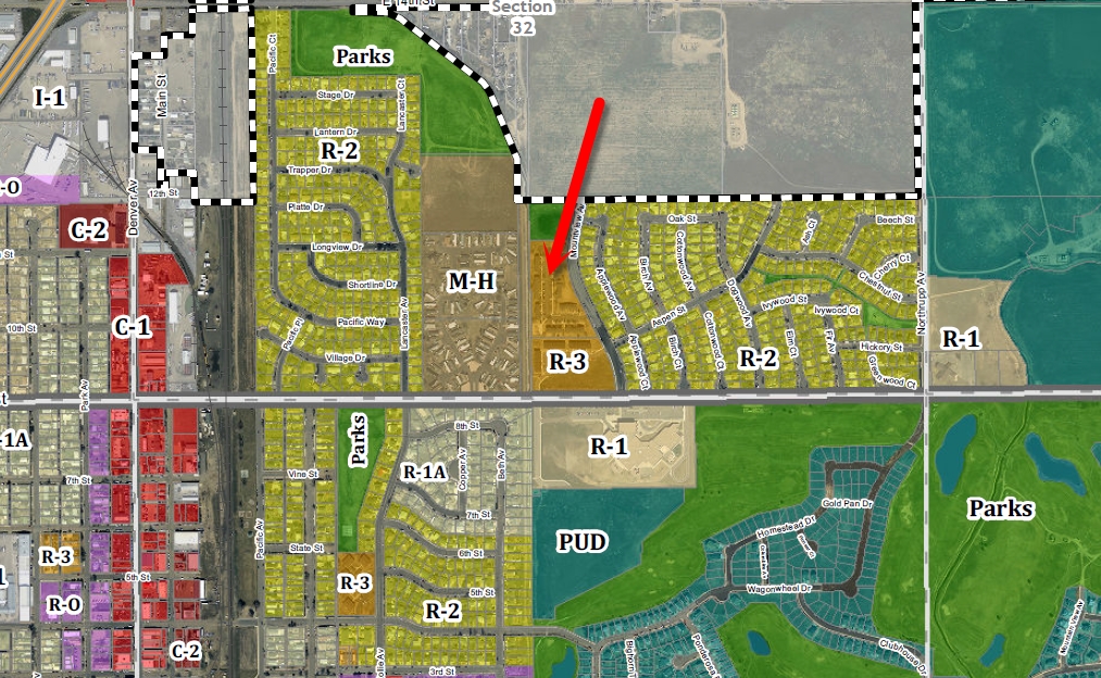 Mapa del Zoning - Meadows Townhomes Apartments