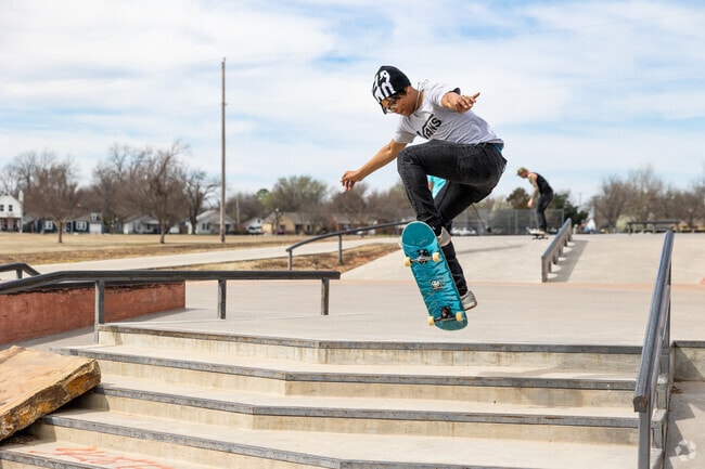 University of Oklahoma students show off their skateboarding skills.