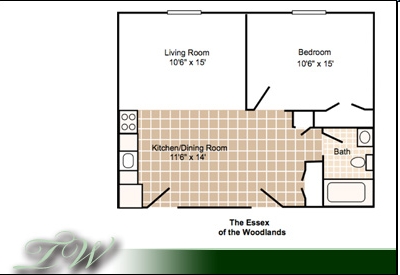 1BR/1BA - The Woodlands Apartments