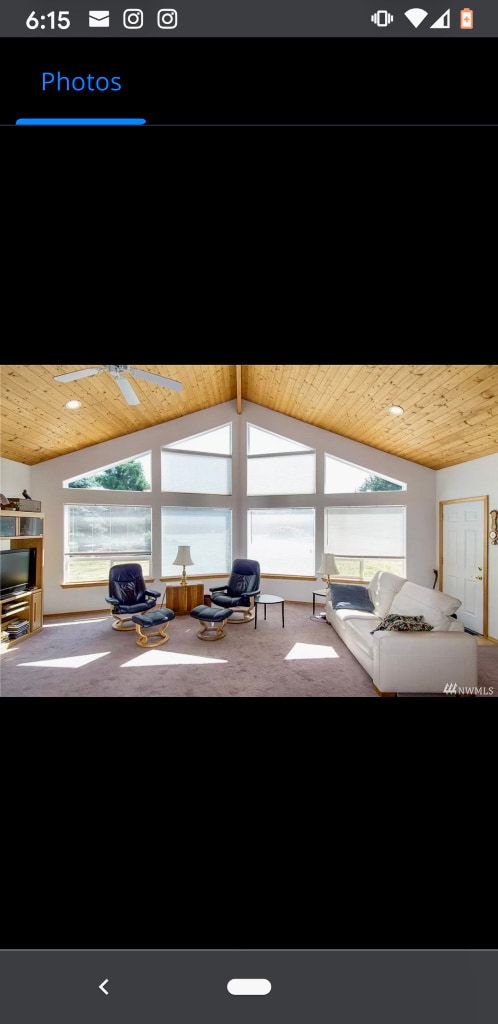 LIving room with A frame Cedar Ceiling - 58 Cozy Ln