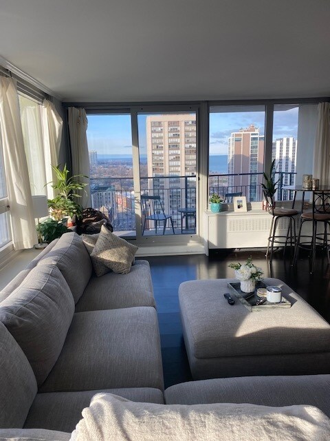 Living Room looking at Lake Michigan - 88 W Schiller St