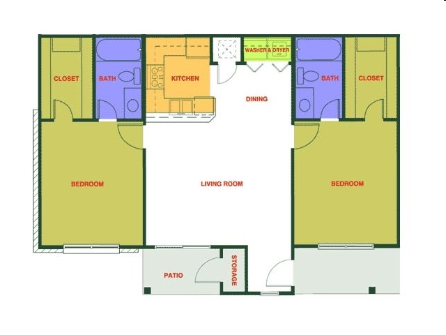 2 Bedroom Floor Plan - 18 Hundred Apartments