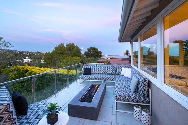 balcony off living room with fire pit and views - 17410 Revello Dr