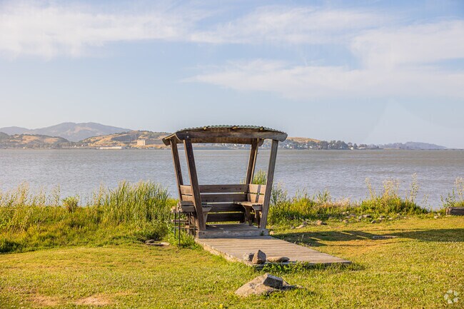 Cute benches and other vista points litter the Corte Madera coastline.