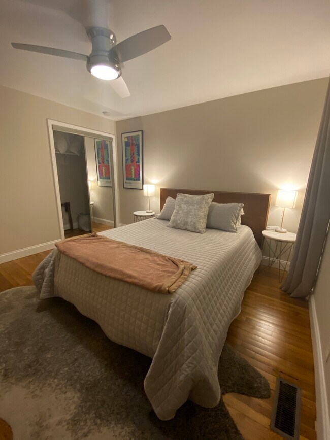 Front bedroom and closet - queen shown - 605 Maplewood Ave