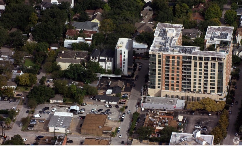 Aerial from Kelvin Dr - The Moderne Rice Village