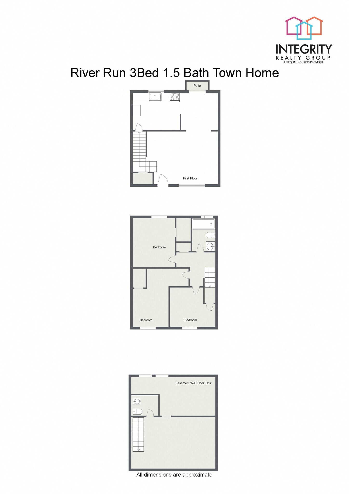 River Run Apartments – 3 Bedroom 1.5 Bath Townhome w/Basement