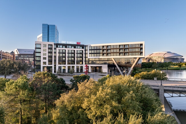 One Rangers Way is located in the Arlington Entertainment District. It is steps away from Globe Life Field and AT&T Stadium. - One Rangers Way
