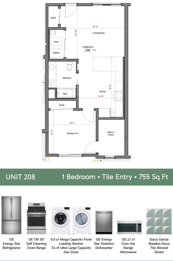 Unidad 208- 1 dormitorio - 825 De la Vina St