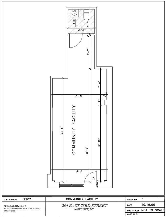 Ground Floor 499sf Floor Plan - 204-206 E 73rd St