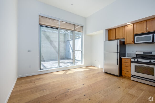 1BR, 1.5BA - 771SF - Living Room - The Cathedral Building