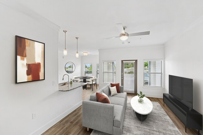 Living room with hard surface flooring - Avalon Frisco