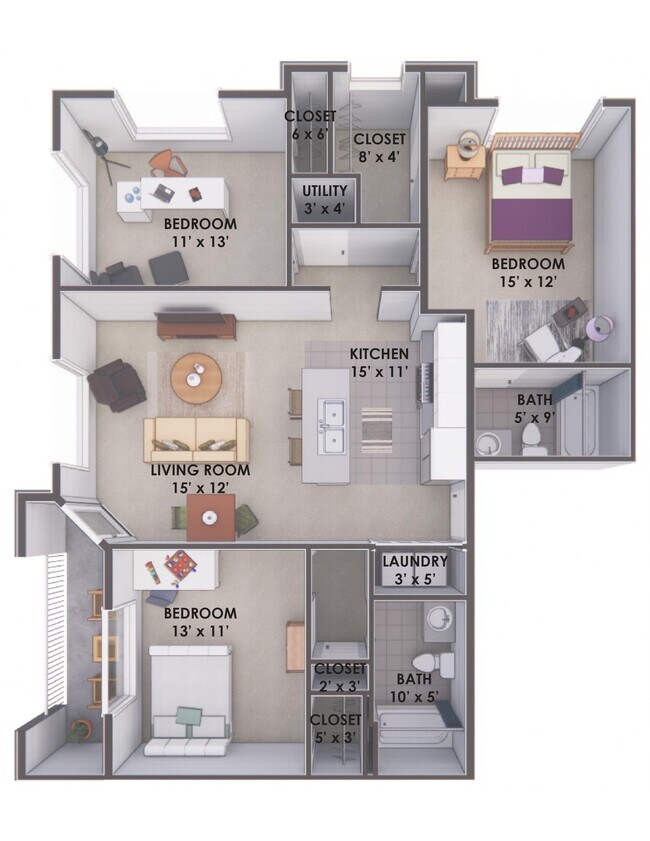 3 habitaciones - Lofts at Old Towne