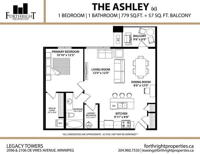 Legacy - Floorplans - Apartment - 1 Bed - Ashley (c) - Legacy Towers