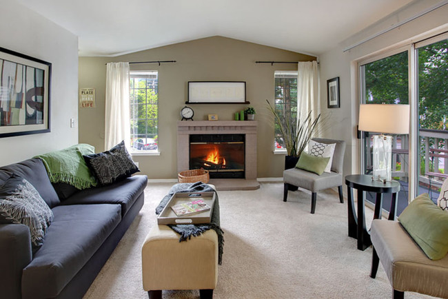 Living Room with Fireplace - Greystone Meadows