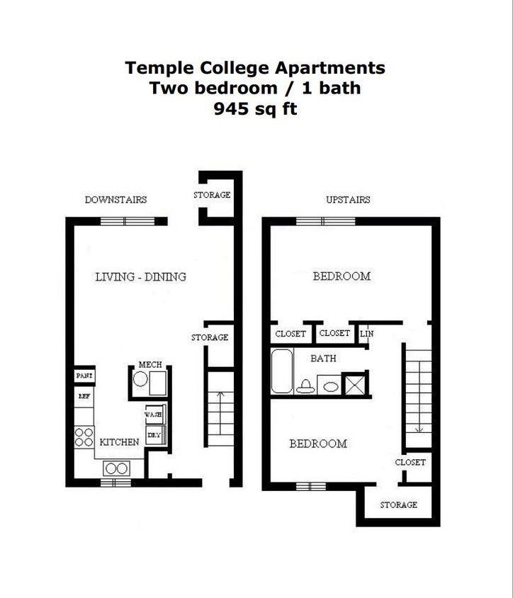 2BD/1BA - Temple College Apartments