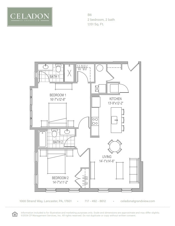 B6 Floor Plan - Celadon at Grandview Apartment Homes