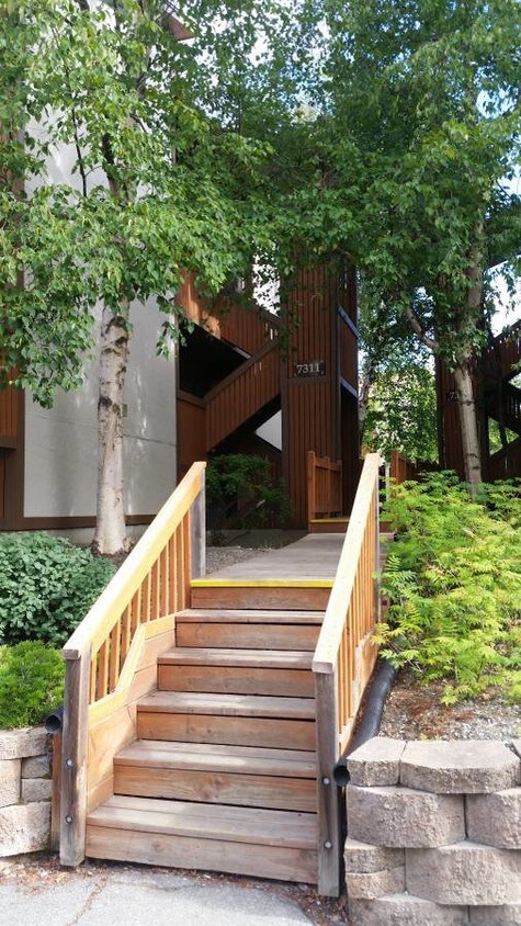 Building entrance - with trees - 7311 Huntsmen Cir