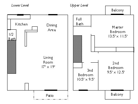 3BR/1.5BA - Village Townhomes Apartments