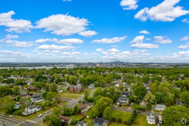 A look over National Park with the Philadelphia skyline in the background.