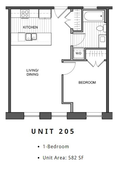 Floor plan for apartment 205 - 10 Merchants Row