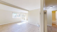 Step into a world of possibility in this exquisite 800 square foot haven in Castro Valley. This thoughtfully designed single-story home boasts two bedrooms and two bathrooms, offering the perfect canvas for your aspirations. The heart of this home is the luminous living area, where natural light cascades through expansive windows and sliding glass doors, creating an ambiance of openness and tranquility. The sleek, modern kitchen, adorned with pristine white cabinetry and contrasting dark countertops, stands ready to inspire your culinary adventures. Gleaming wood-look flooring throughout most of the home adds warmth and elegance, while plush carpeting in the bedrooms ensures comfort underfoot. The primary bedroom, a generous 170 square feet, provides a serene retreat for relaxation. Immaculate bathrooms feature contemporary fixtures and finishes, promising a spa-like experience every day. Energy-efficient appliances and a ceiling fan contribute to both comfort and conservation. This home isn't just a place to live; it's an invitation to thrive, to entertain, and to create lasting memories. With its prime location at 20156 Stanton Ave, you're perfectly positioned to enjoy all that Castro Valley has to offer. Don't just dream about your ideal lifestyle – make it a reality in this charming, move-in ready home that's waiting to welcome you.