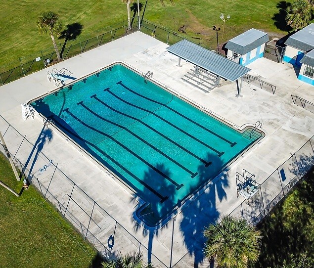 The public swimming pool at Hankins Park is a popular summer destination