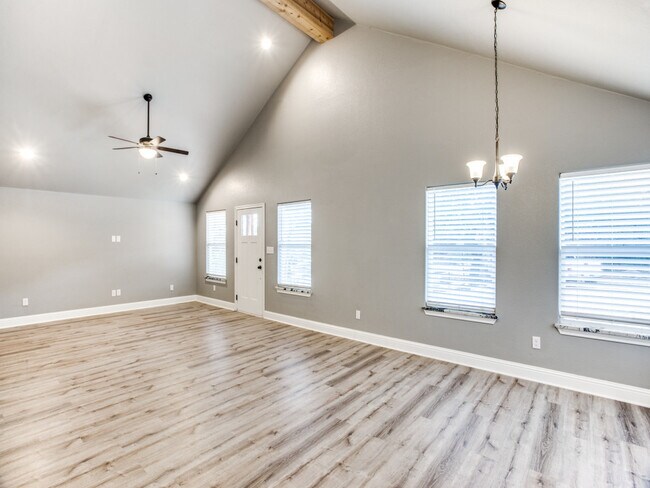 Open Concept Living/ Dining/ High Ceilings with decorative Beam - 1823 Hidden Valley Rd