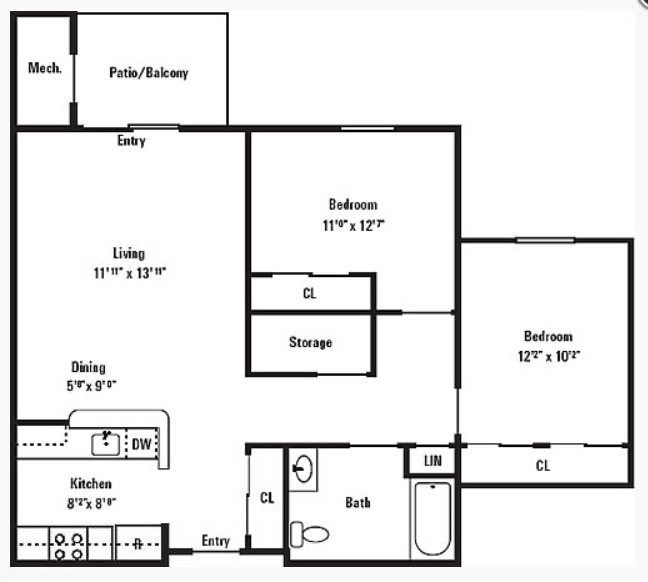 2BR/1BA - Seneca Place Apartments