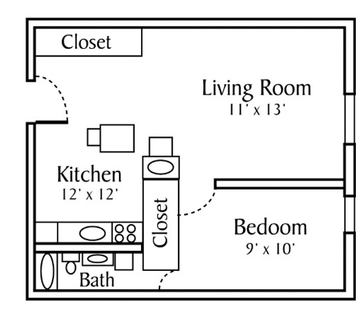 1BR/1BA - Centennial Plaza