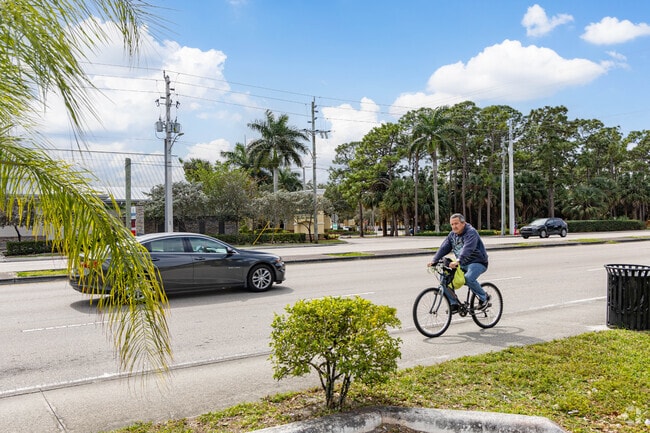 Greenacres residents can often be found getting around town for essentials on their bikes.
