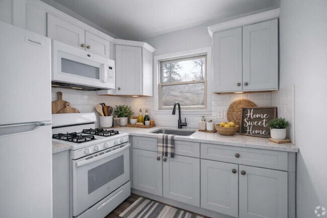 1 dormitorio, 1 baño - 648 pies cuadrados - Cocina - Decoración virtual - Elmwood Terrace Apartments