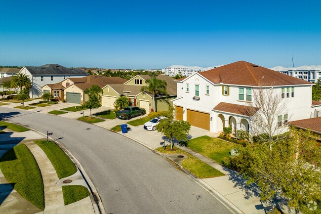 Two-story single-family homes line the quiet streets of Trinity.