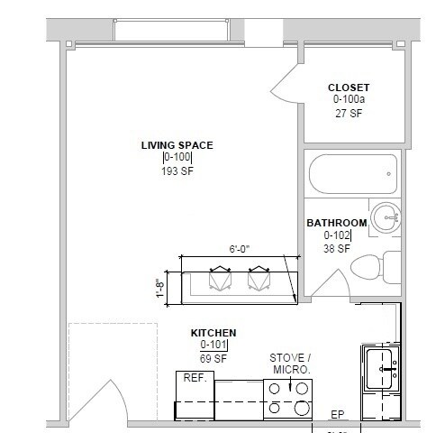 Skyview Terrace (in-unit washer/dryer) – Studio