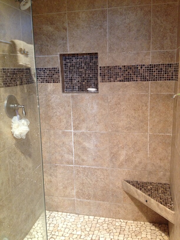 Glass enclosed master shower - 11405 SW Paulina Drive