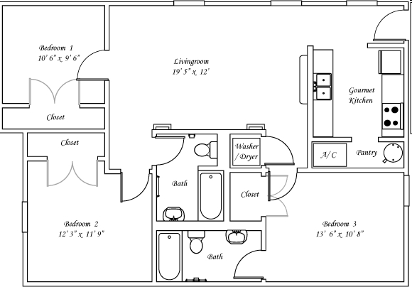 3HAB/2BA - Camden Court