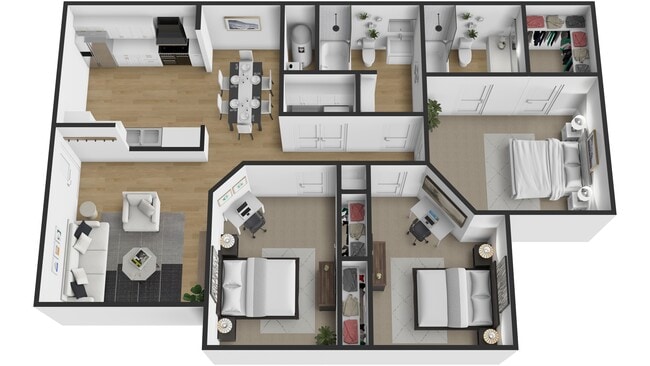 Riverbrook 3 Bedroom 2 Bathroom - Riverbrook Luxury Apartments