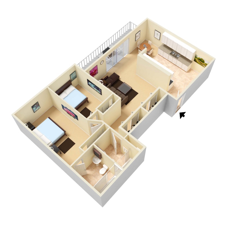Willoughby Hills Towers – 2 Bed 2 Bath Step-Down