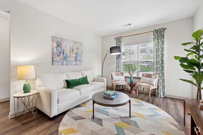 B1 - Wrigley 2 habitaciones, 2 baños - 1079 pies cuadrados - Sala de estar - The Infield Lofts